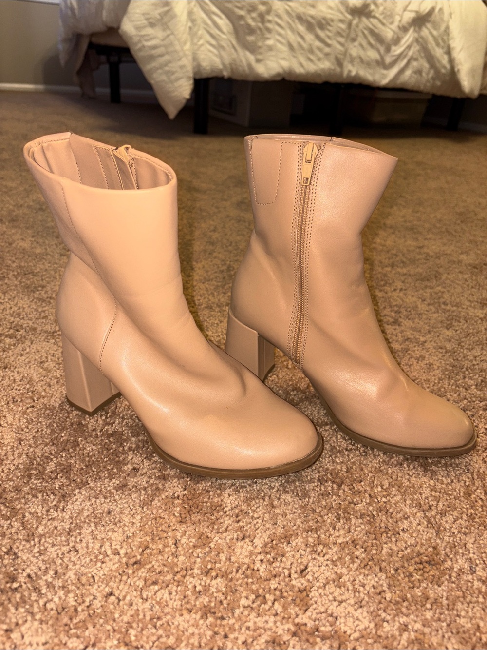 Target Blush Nude Block Heel Ankle Boots